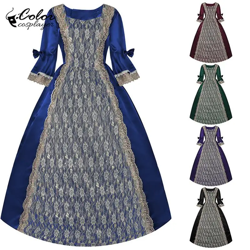 

Halloween Women's Dress Medieval Cosplay Costume Lady Drama Stage Performance Lace Dress Festival Gown European Clothing