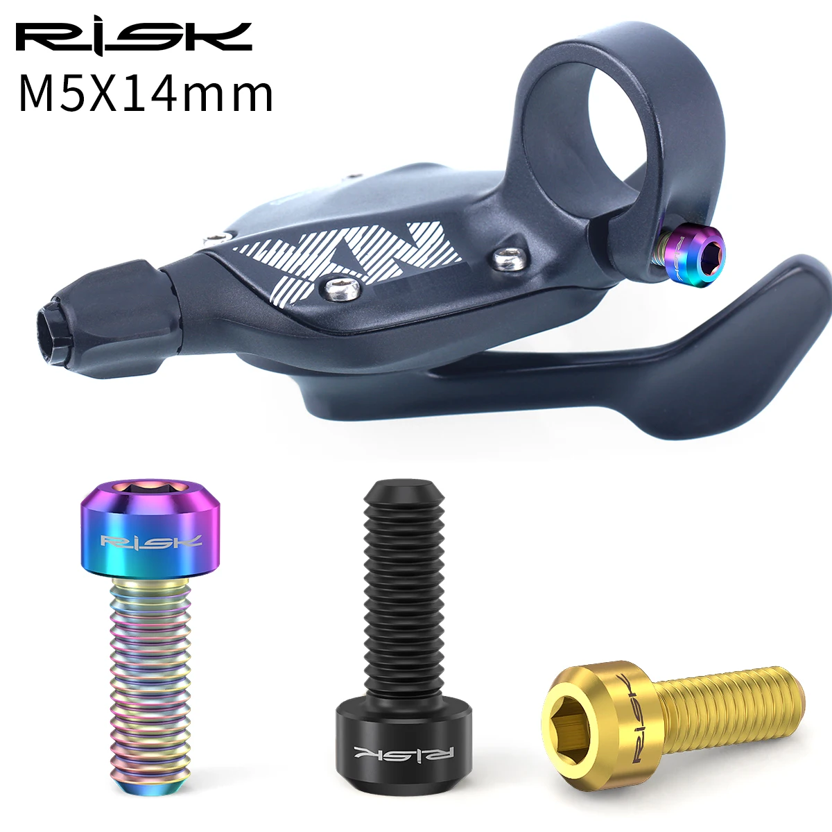 Risk-M5 X 14mm Titanium Bolts, Brake Lever Screw for MTB Bicycle Derailleur, Thumb Shift, Variable Speed Screws, Cycling Parts