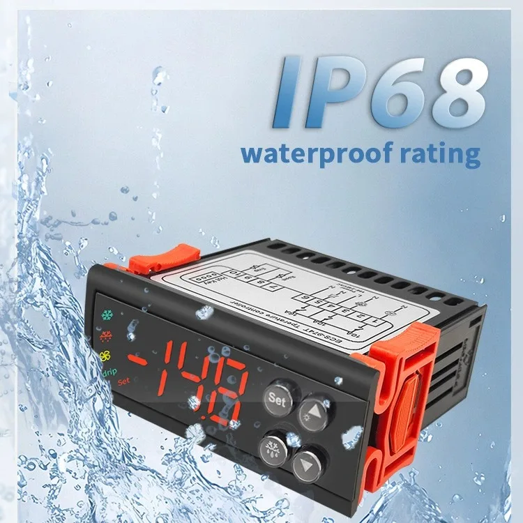 Smart Temperature Controller for Freezers, Refrigerators, and Cold Storage Rooms, LCD Display, IP68, High Temperature Alarm