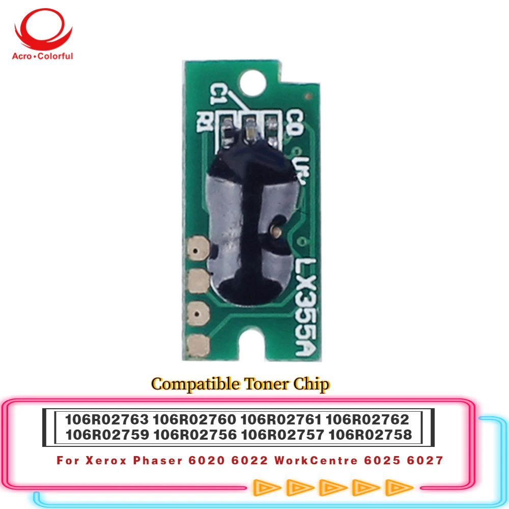 

Compatible 106R02763 106R02760 106R02761 106R02762 Toner Chip Apply to Xerox Phaser 6020 6022 WorkCentre 6025 6027 Printer