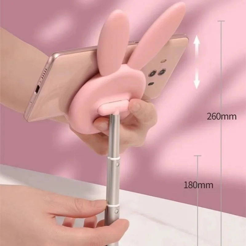 Pink Phone Holder Desktop Cell Phone Stand For Phone Smartphone Adjustable Lovely Rabbit Cartoon Table Support