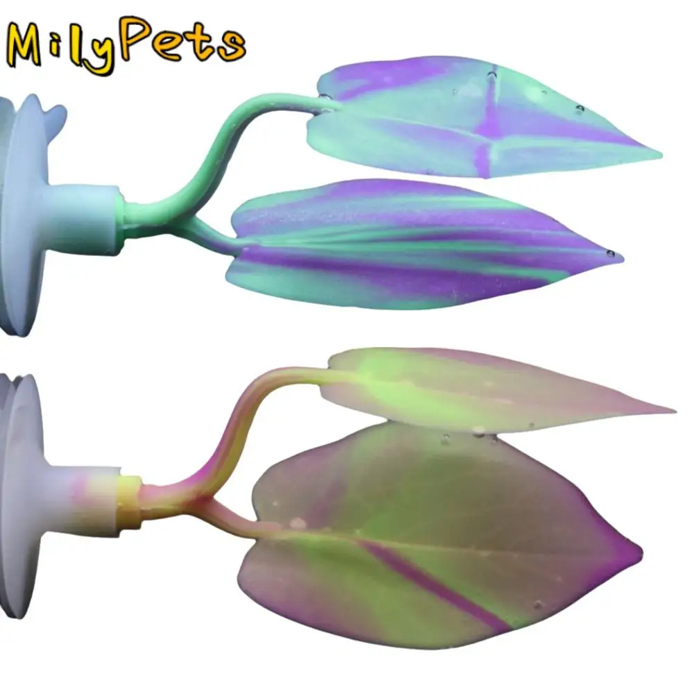 

Double Layer Fish Leaf Hideout Artificial Silicone Floating Leaf Hammock Colorful With Suction Cup Betta Spawning Bed