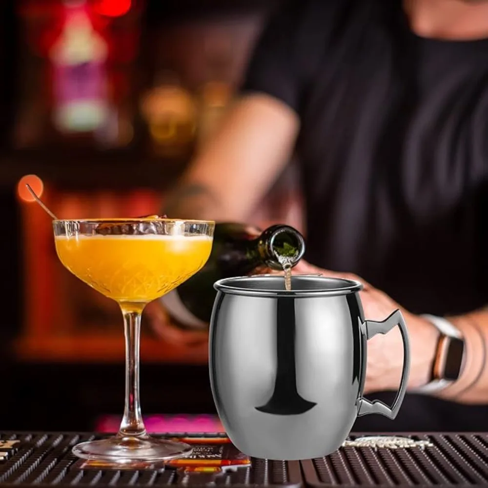 

Bar Accessory Stainless Steel Moscow Mule Mug Fall-resistant Durable Beer Cup with Handle Cocktail Wine Cup Pub