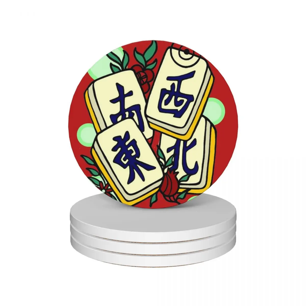 

Mahjong four winds Ceramic Coasters (Set of 4) coffee cup stand black cute for coffee cups Coasters