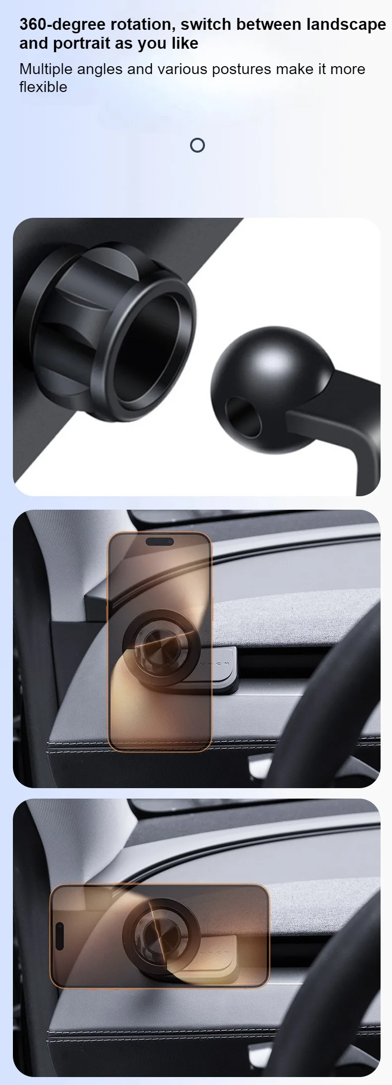 Handyhalterung für Tesla Model 3 Y Highland Juniper Stärkerer Magnetischer 360°-Halter ° Drehbarer Auto-Stützfußhalter Zubehör – Detail 16