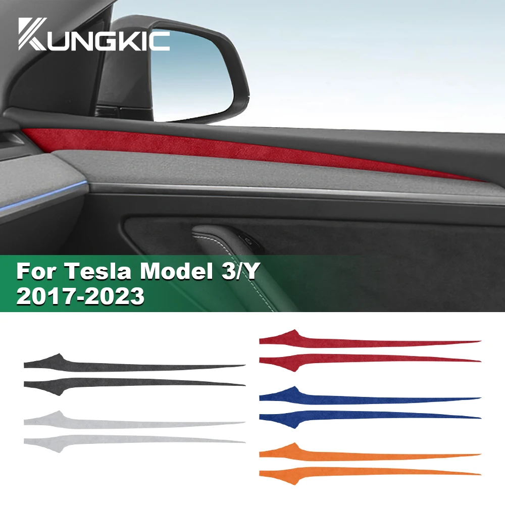

Italian Suede Door Side Panel Trim Cover For Tesla Model 3 Model Y 2020 2021 2022 2023 Sticker Styling Car Interior Accessories