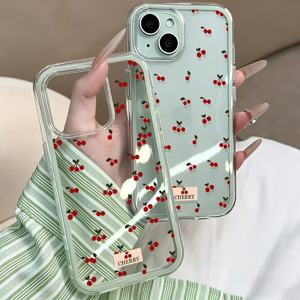Koreanische Niedliche Kirsch-INS Transparente Handyhülle für iPhone 17 13 16 15 11 12 14 Pro Max 17 Air XR X Hülle Silikon Stoßfeste Weiche Abdeckung – Detail 5