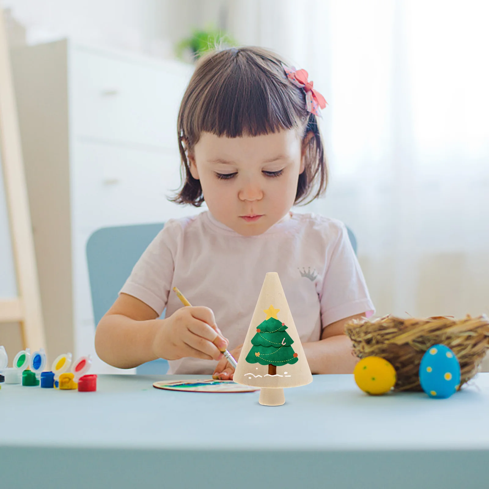 

10pcs Mini Wooden Trees Unfinished Tree Figurines For Craft Supplies Small Tree Decor Paintable Wood Blanks Ornament For Garden