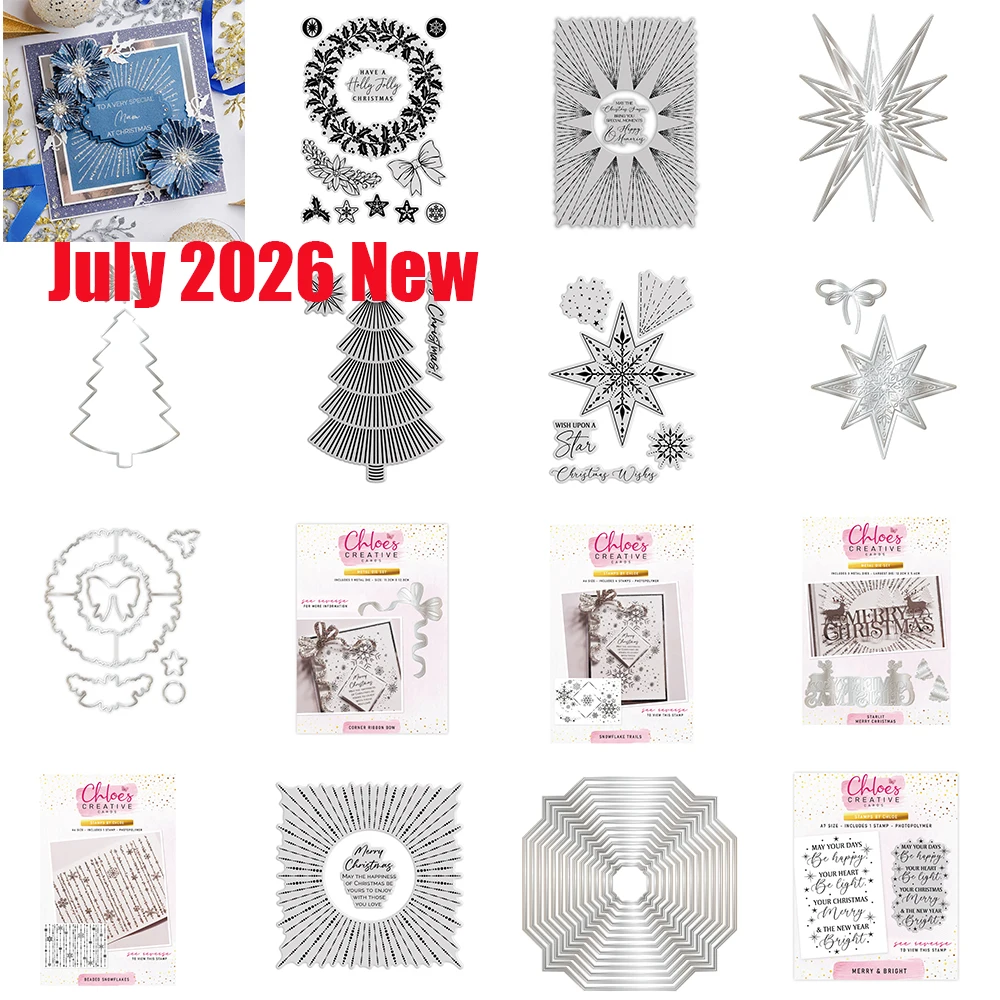Eckige Schleifenbänder 2026 Neue Metall-Stanzformen und Klare Stempel für Fotoalben DIY Scrapbooking Dekoration Handgemachte Prägung