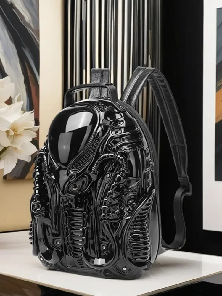 Water-Resistant Rucksack Cool Predalien Handbag Man Casual Daypacks 3D Xenomorph Shaped Rucksack Novelty Travel Rucksack