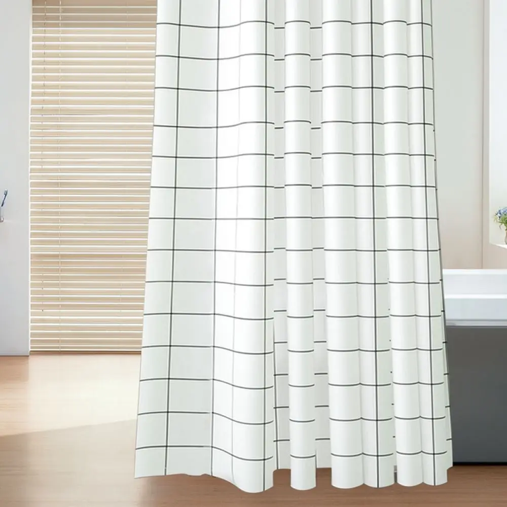 Waterproof Shower Curtain Modern Plaid Bathroom Decor Thickened PEVA Material Mold Proof Partition Screen Home Textile