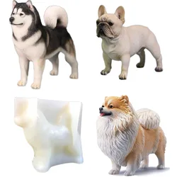 3D Novel Silicone Molds for Casting Epoxy Resin Pomeranian Dog, Animal Candle, Cement Bulldog,Aroma Plaster Home Decoration