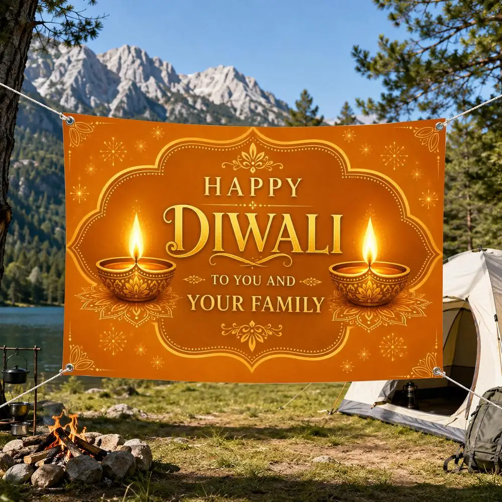 Happy Diwali Family Flags Aesthetic Wall Tapestry Printed Wall Hanging Living Room Party Outdoor Decor