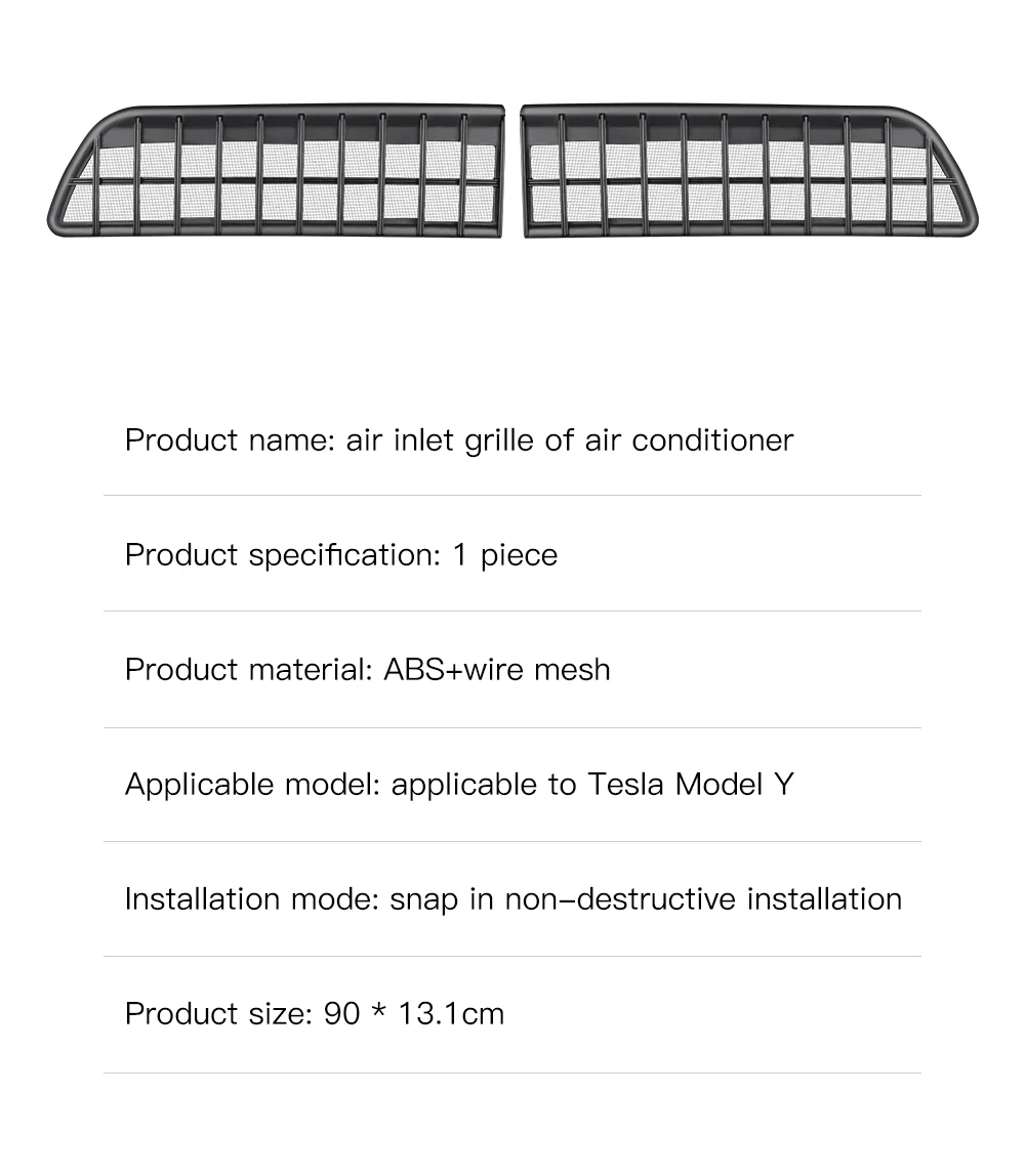 YZ Lufteinlass-Schutzabdeckung für Tesla Model Y/YL 2026 Juniper – Insektenschutz- und Schmutzabweisungsnetz für die vordere Klimaanlage – Detail 14