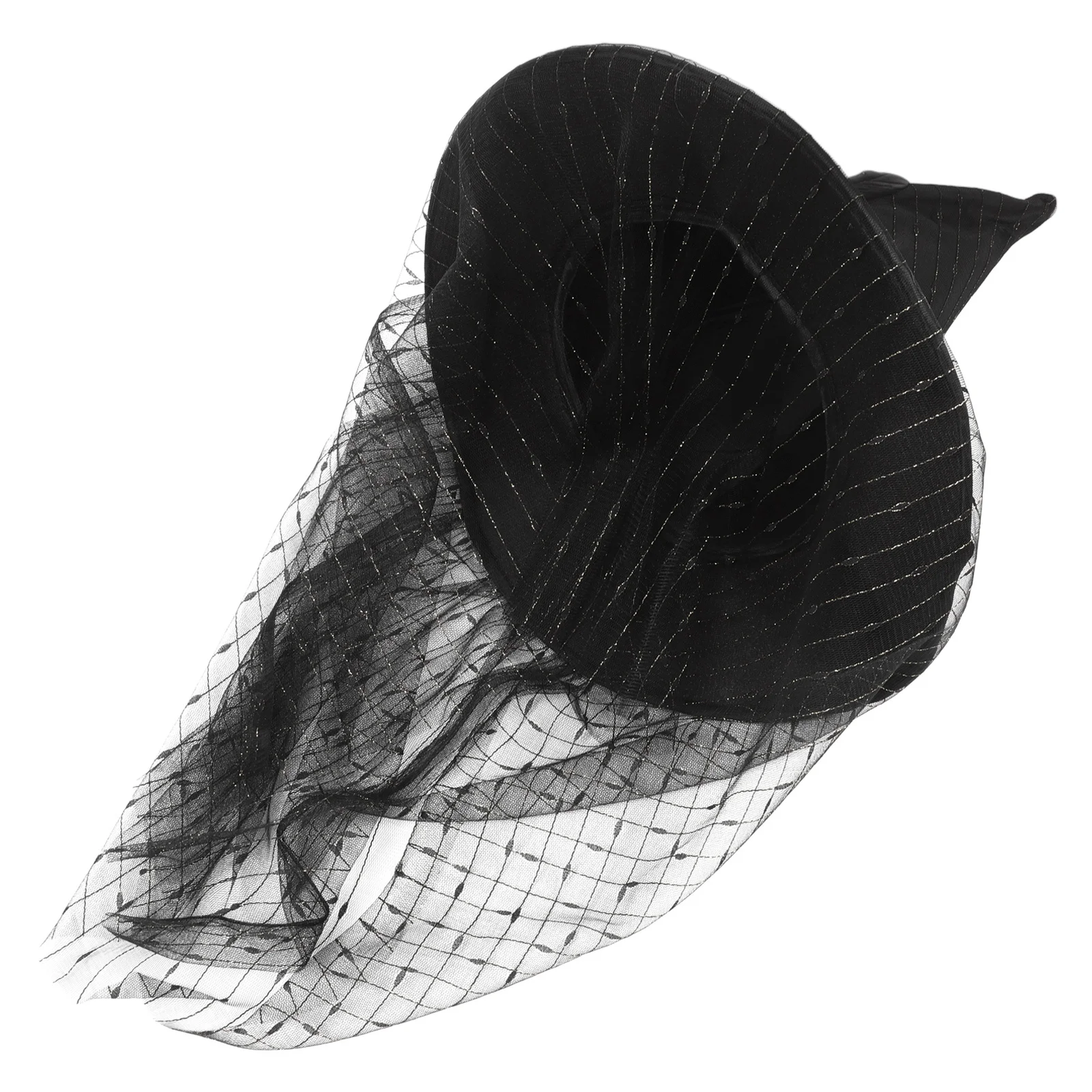 

Gauze Veil Witch Hat Halloween Party Costume Cosplay Lightweight Cloth Stylish Witch Accessory Halloween Hat Cosplay Prop