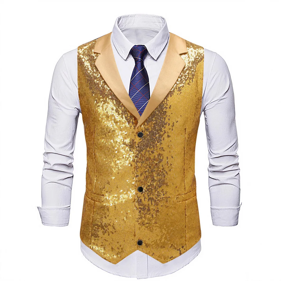 

2025 Men's sequins, stage show host, casual vest