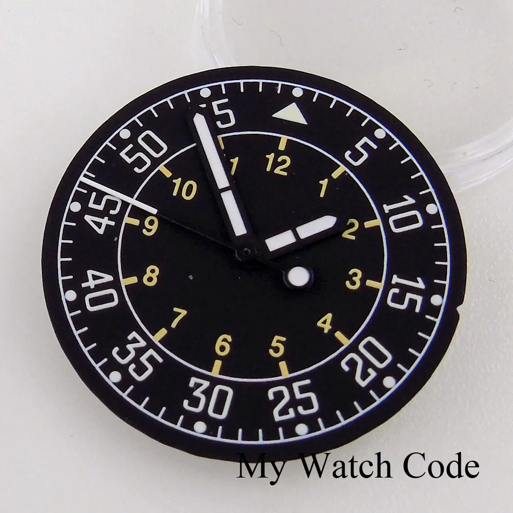 Sterile 29mm Pilot Watch Dial Part Black for NH35 NH36 ETA2824 PT5000 ST2130 Watch Case Part Hand Set