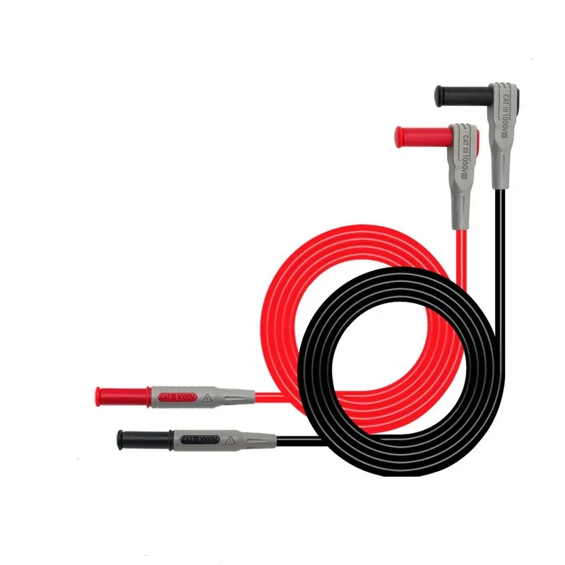 Cleqee P1033 2PCS Safety Banana Plug Test Lead 90 Degree To Straight Multimeter Test Cable 100CM 1000V/15A image 6