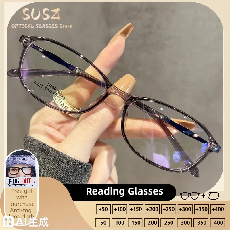 

SUSZ Fashion Oval Women Reading Glasses Blue Light Blocking Myopia Optical Glasses Customized Progressive Prescription Eyewear