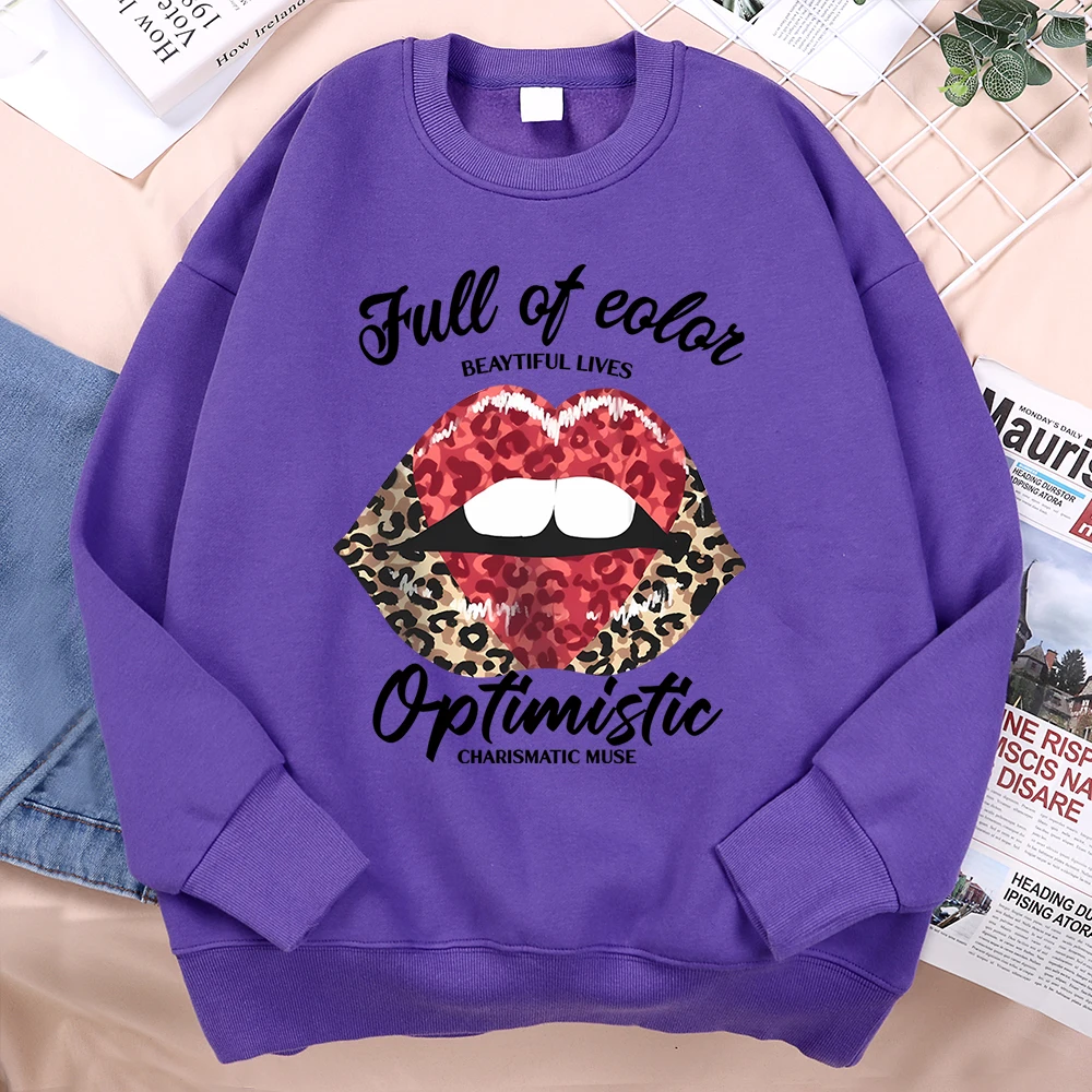 Leopard Print Lips Print Man Women Streetwear Hip Hop Fashion Streetwear Casual Pullover Menswear Autumn Oversize Couple Hoodie