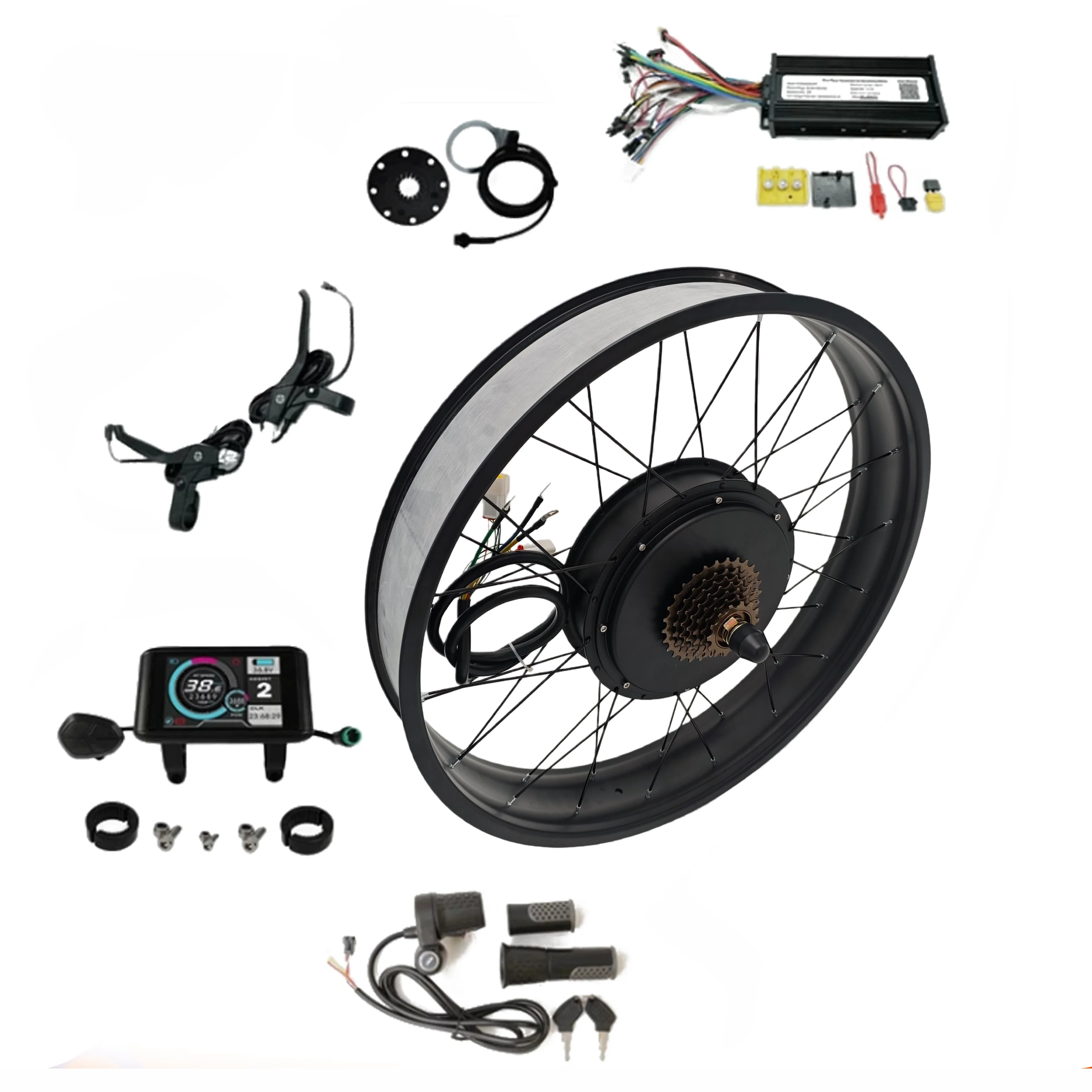 

36V 48V 52V 35A 1000W-1500W 20/24/26x4.0" Fat Wheel Ebike Conversion Kits 7-speed Freewheel