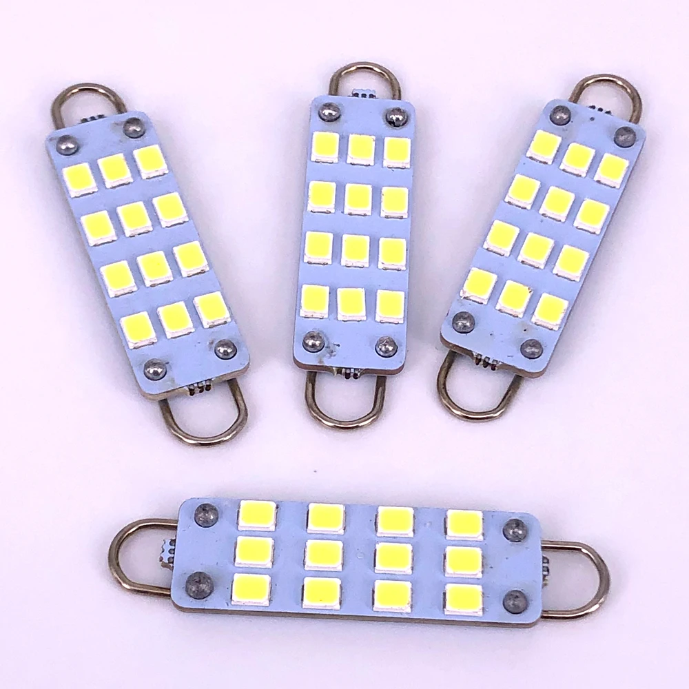 500pcs Festoon LED Car Lights  44mm 12 SMD 2835 LED Rigid Loop Dome Map Bulbs Cargo Light 12V Auto Interior Light