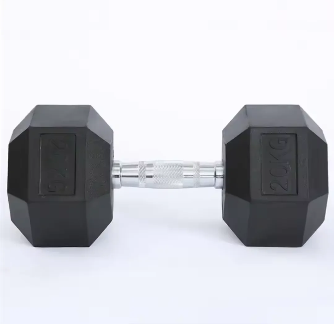 New Product Dumbbel Set Price 12.5 Kg Rubber Cover Cast Iron Hexagon Knurl Dumbbell For Exercise Chest Muscles In The Gym