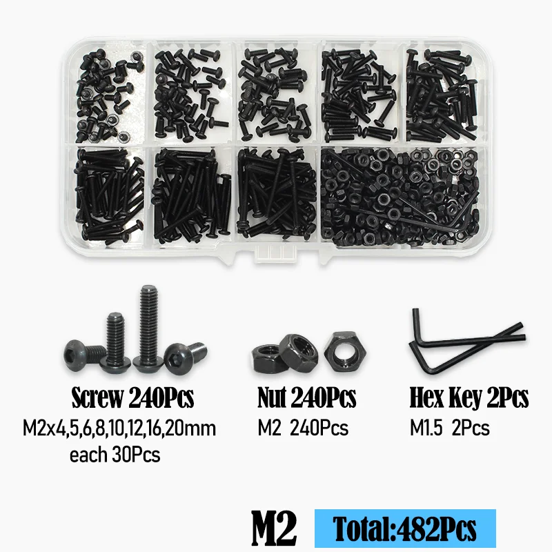 2510p Rundkopfschrauben M2 M2.5 M3 M4 M6 Güteklasse 10.9 Innensechskant-Rundkopfschrauben mit Allen-Antrieb ISO7380 Schrauben-Muttern-Unterlegscheiben-Set – Detail 16