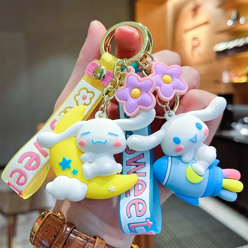 Kawaii Sanrio Sleutelhanger Schattige Cartoon Cinnamoroll Sleutelhanger Rugzak Sleutel Hanger Ornamenten Accessoires Sieraden Geschenken Voor Vrienden