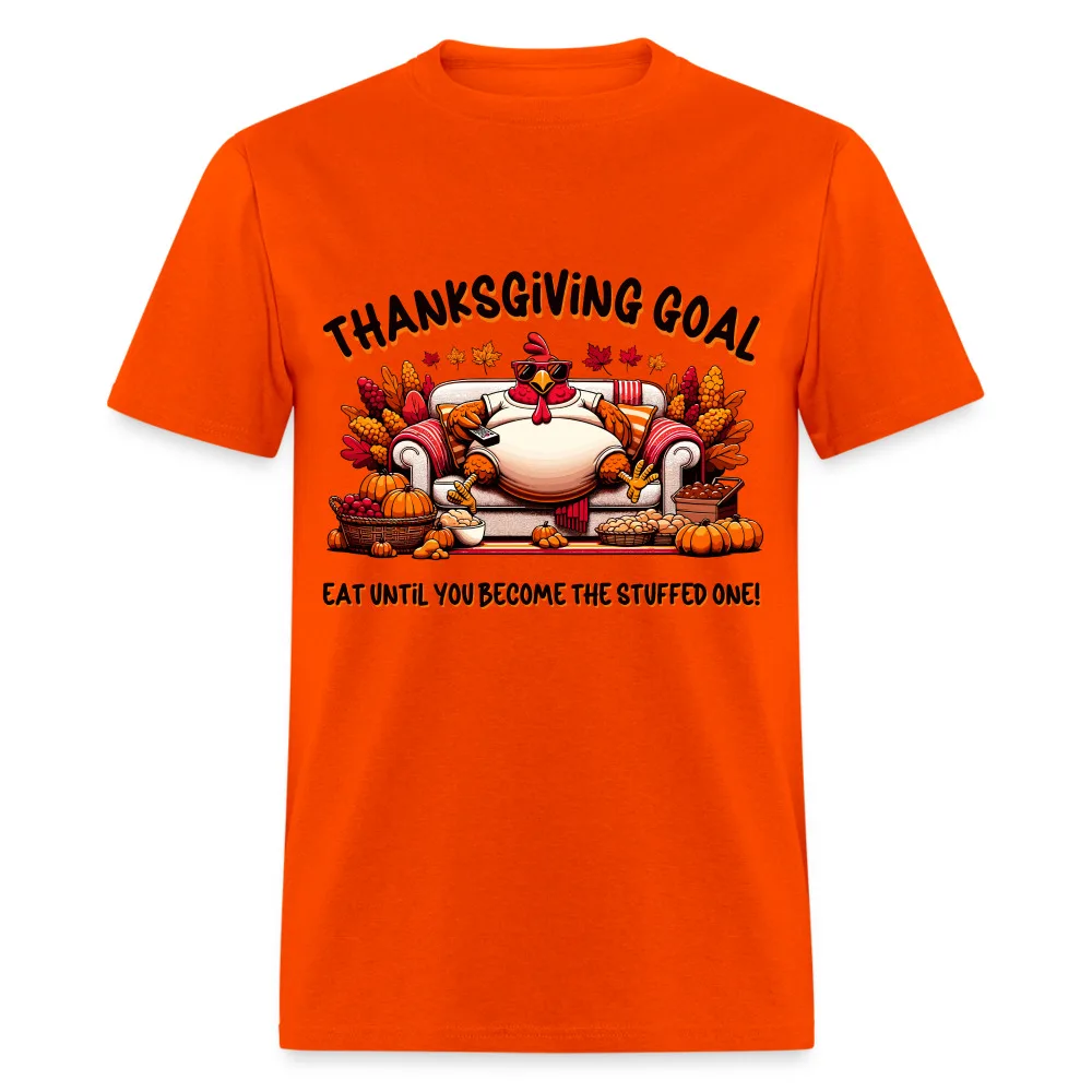 Thanksgiving Goal Stuff Turkey on Couch T-ShirtHigh Quality 100%Cotton Short Sleeve