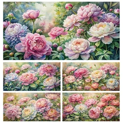 5D Diamond Painting Mosaic Needlework Full Drill Colorful Peony Flowers Bud Embroidery Sale Floral Style Wall Decor Crafts