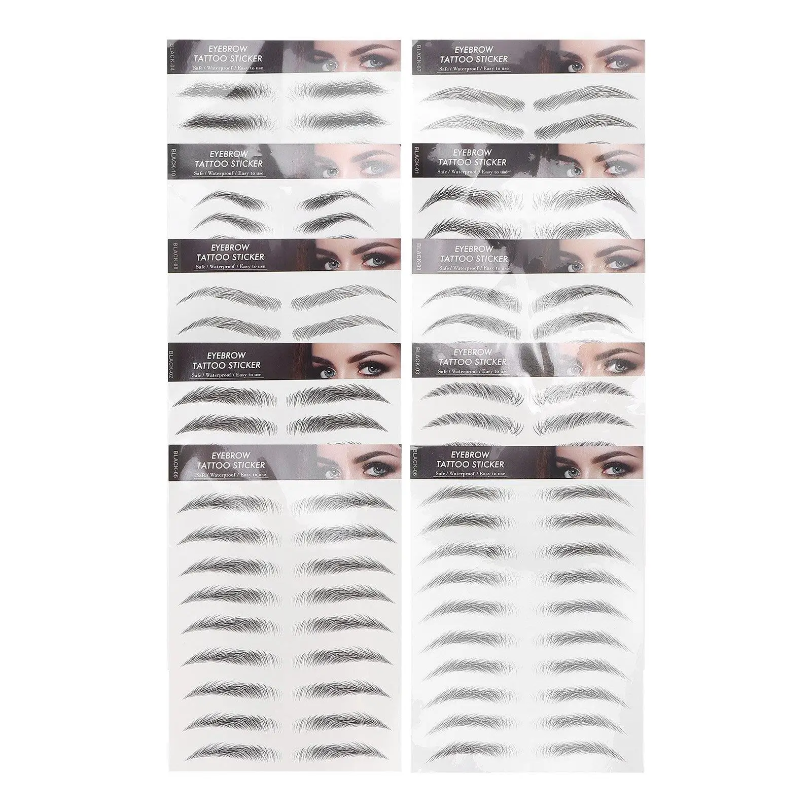 

Waterproof Non Toxic Eyebrow Stickers 10 Unique Styles Temporary Eyebrow Tattoos for Effortless Makeup Application