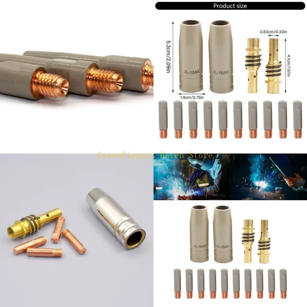 

F68D 14Pcs 115AK Welding Contact Tips Coating Protections Gas Nozzle Tip Welding Torche Welding Sleeve Welding Nozzle Tips