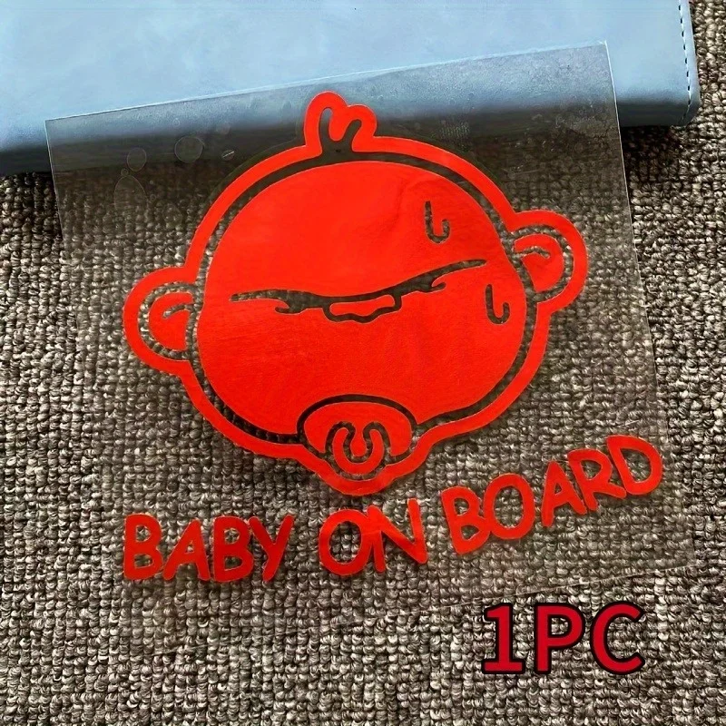 1Pc Holographic Baby On Board Waterproof Reflective Vinyl Sticker Cute Cartoon Self Adhesive Decal For Car Rear Window Bumper