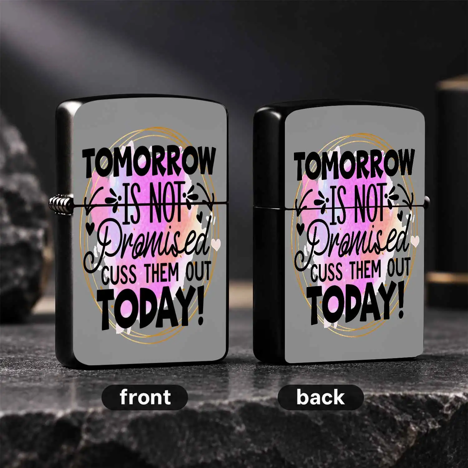 Funny Slogan Pattern Portable Lighter, Humorous Inspirational Text Themed Daily Useful Accessory, Delicate Watercolor Decor Versatile Pocket Gadget, Ideal Quirky Gift For Friends And Family For All Kinds Of Casual Daily A Humorous And Inter