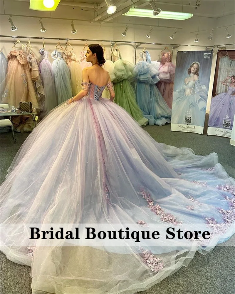 Vestido De baile De quinceañera para mujer, traje elegante con cuentas De cristales y flores, Apliques De encaje, 15 Años