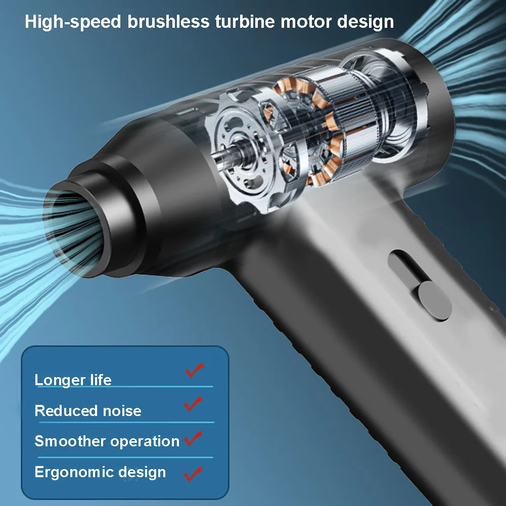 New Portable Jet Turbo Strong Fan Dust Collector Fan 140x106x40mm 6.0V-8.4V ABS Brushless DC Motor Dual Air Duct