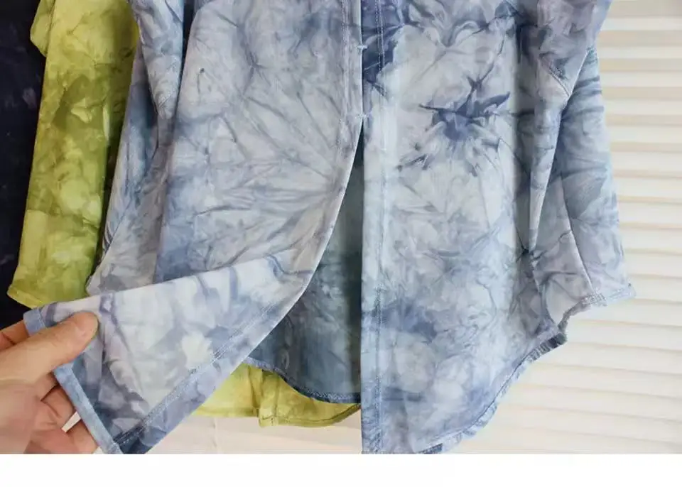 Lauf-Oberbekleidung, schnell trocknend, Batik-Mesh-Yoga-Weste, ärmelloses T-Shirt, Rückenschlitz, locker geschnittenes Damen-Sporttop – Detail 6