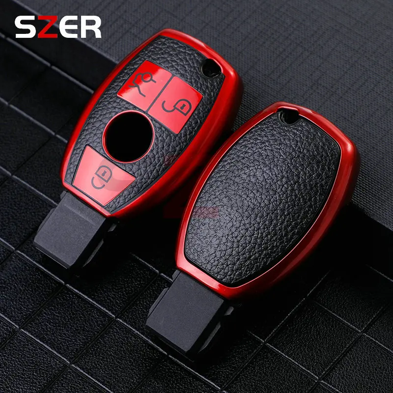 Leder TPU Auto Fernbedienung Schlüssel etui Abdeckung Halter Schale Anhänger für Mercedes Benz a b r g Klasse glk gla glc glr w204 w210 w176 w202 w463