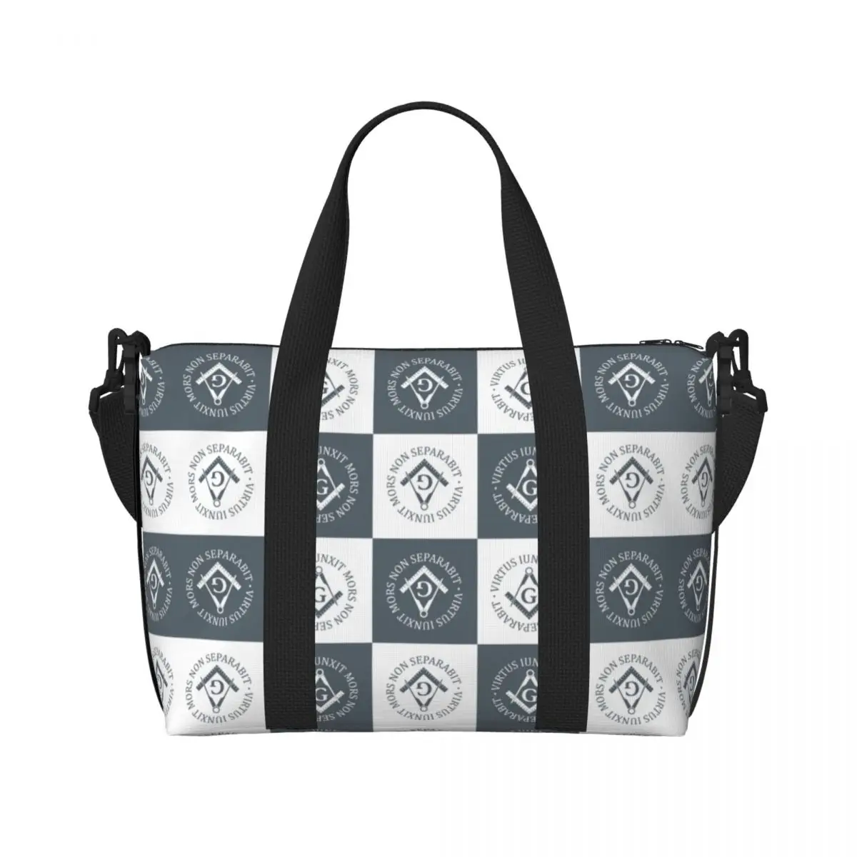 Custom F-Freemasons Sign Tote Bag Women Large Capacity Masonic Beach Gym Travel Bags