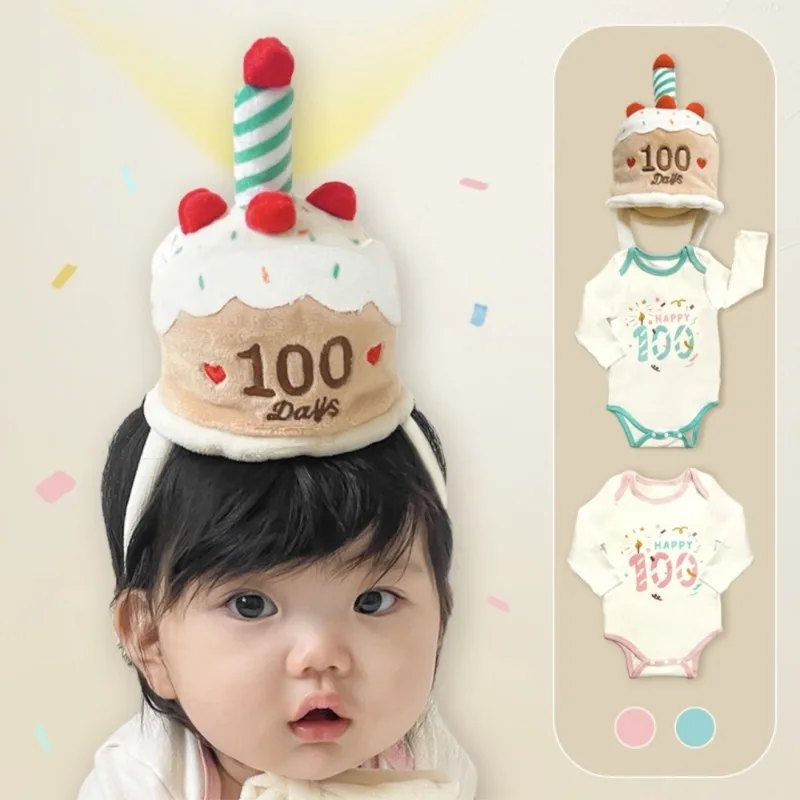 

New Spring Autumn Baby Girl Boy Bodyauit Birthday Long Sleeve Romper Cake Print Infant First Party Photo Outfit B8103