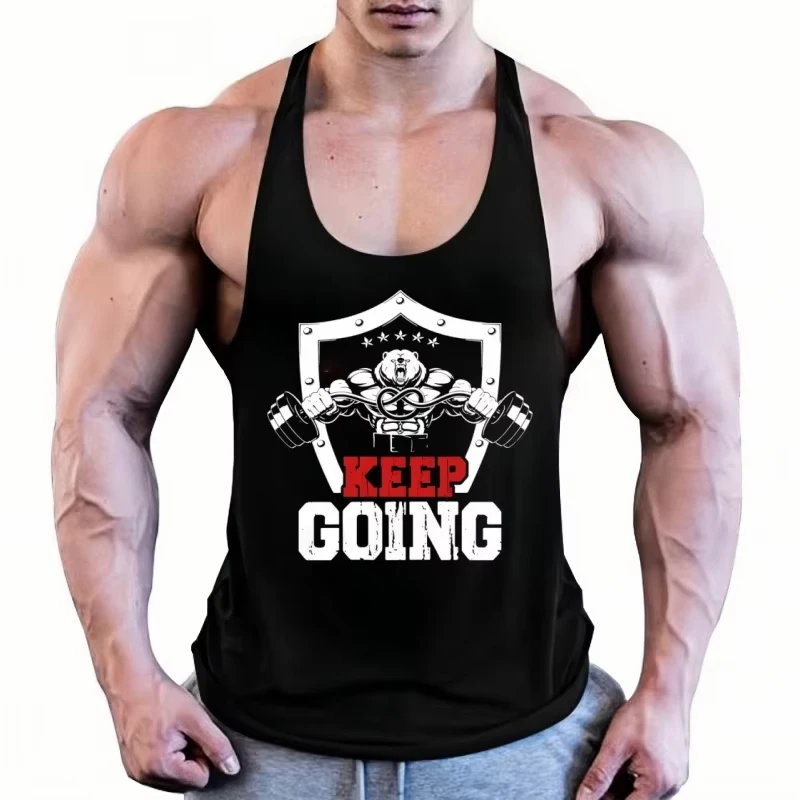 

Мужская спортивная майка-стрингер с Y-образной спинкой, дышащая и быстросохнущая, оптимизированная для бодибилдинга, тренировок в зале и бега
