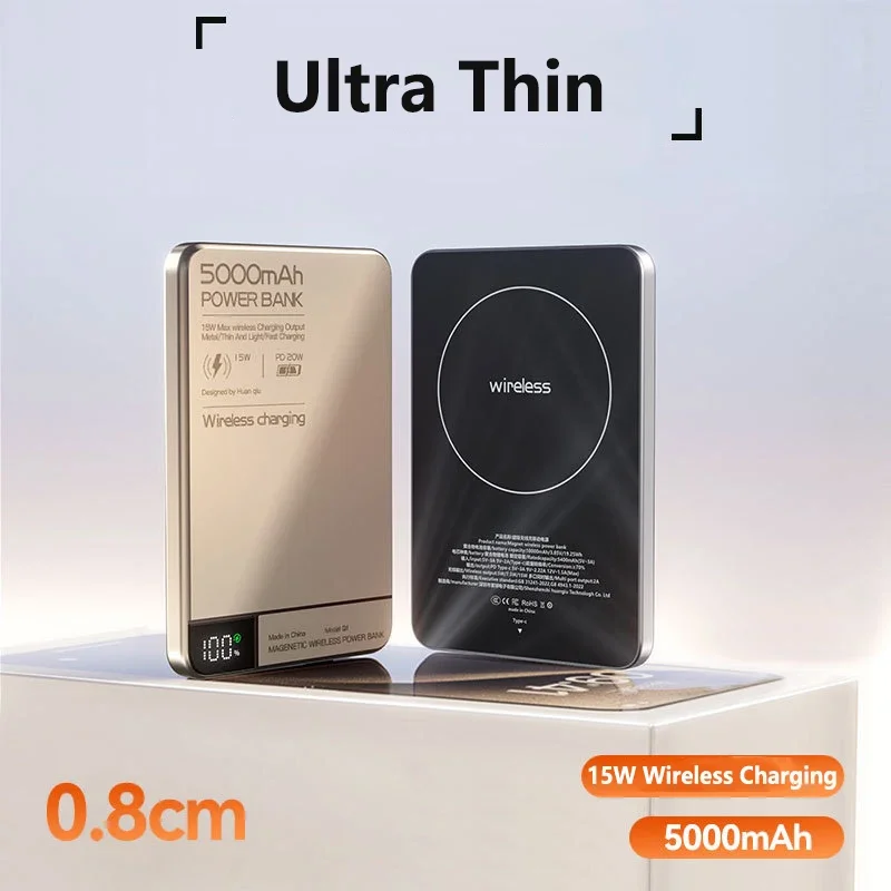 10000mAh UltraThin Magnetic Wireless 22.5W Fast Charging Power Bank for Iphone 17 Samsung Spare Battery Magsafe Power Bank