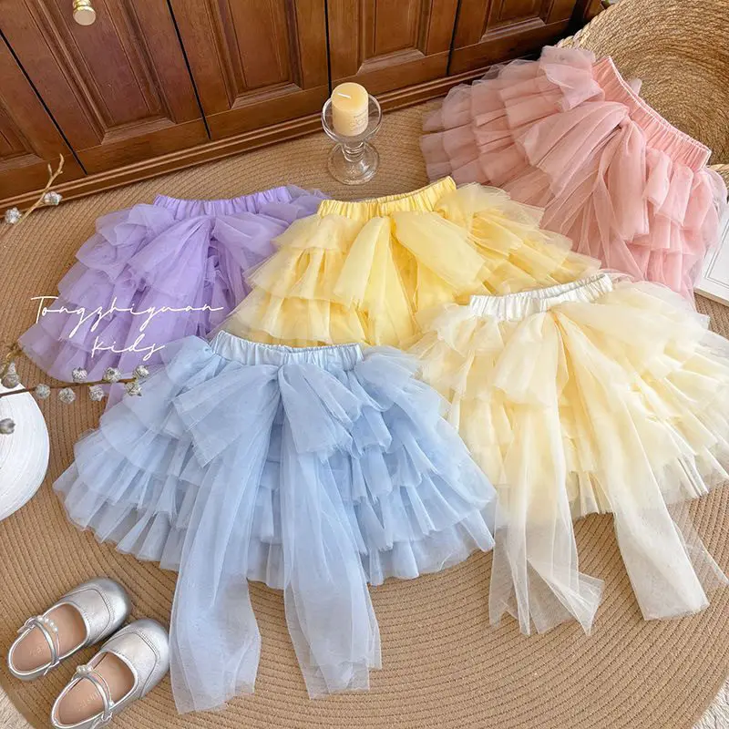 

Girls Dopamine Half Skirt Summer 2026 New Sweet Bow Cake Skirt