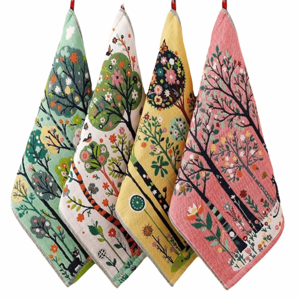 New 34x40cm Large Hand Towel Quick Dry Decorative Pure Cotton Dish Cloth 4 Layer Cotton Gauze Kitchen Towel Home Restaurant