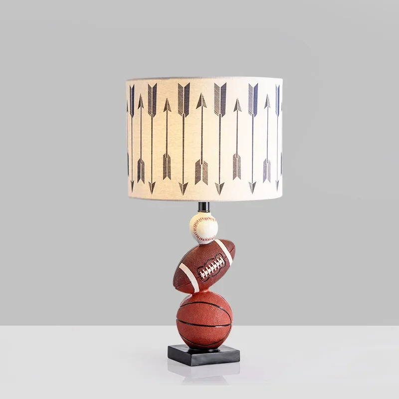 American Creative Children's Room Table Lamp Boy Bedroom Room Bedside Lamp Simple Modern Sports Style Basketball Table Lamp