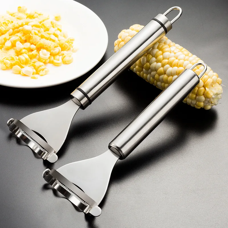 Stainless Steel Corn Stripper Cutter Corn Shaver Melon Fruit Planing Sheller Hook Handle Thresher Home Kitchen Corn Peeler Tools