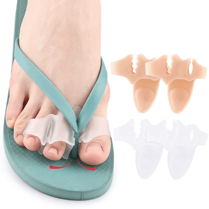 

1/2Pair Toe Splitter Silicone Flip Flops Clip Anti Wear Clip Foot Pad Thumb Corrector Toe Hallux Valgus Separator Foot Care Tool
