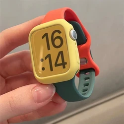 Case+Strap For Apple Watch band 44mm 45mm 40mm 41mmm 38mm 42mm 44mm 45mm Slim Silicone bracelet iWatch series 4 5 6 se 7 8 Band