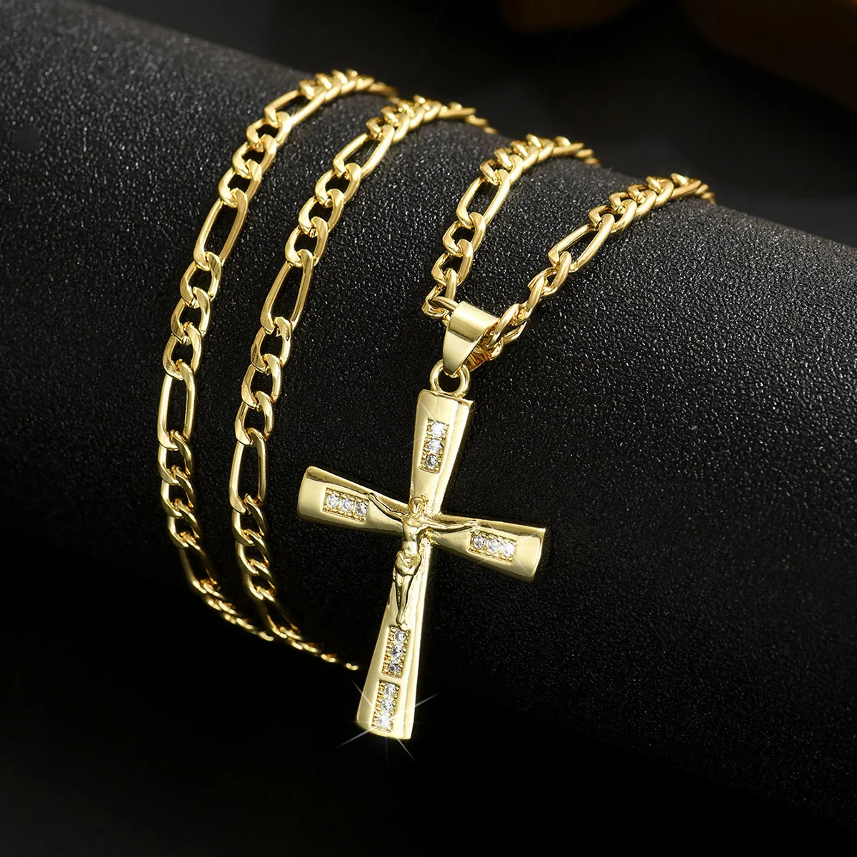 

Luxury 24K 9999 Pure Gold real gold Men's Niche Design Pendant Cross Necklace